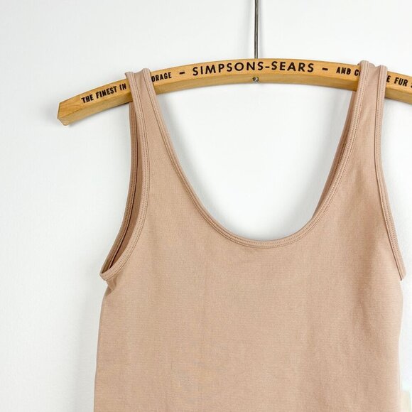 NWT Bassike Womens Small Scoopneck Thong Bodysuit Tank Top Nude - Picture 3 of 4